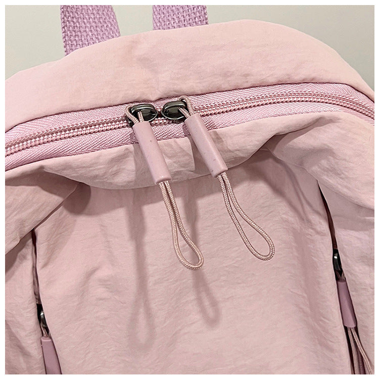 Solid Color Nylon Casual Backpack For Girls, Stylish And Durable