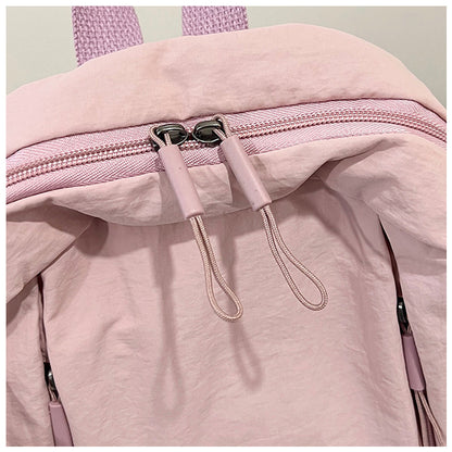 Solid Color Nylon Casual Backpack For Girls, Stylish And Durable