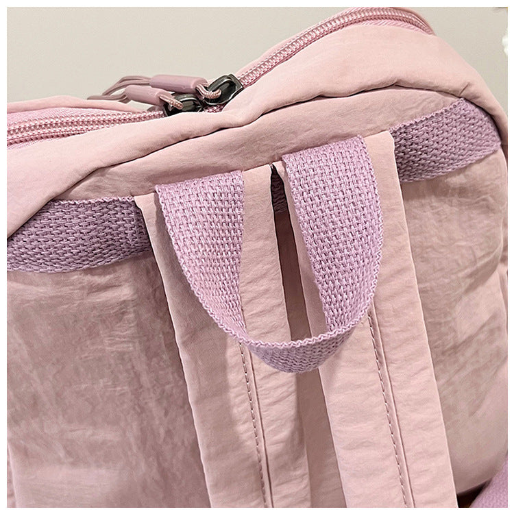 Solid Color Nylon Casual Backpack For Girls, Stylish And Durable