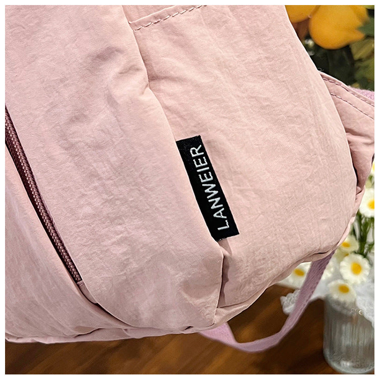 Solid Color Nylon Casual Backpack For Girls, Stylish And Durable