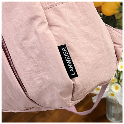 Solid Color Nylon Casual Backpack For Girls, Stylish And Durable