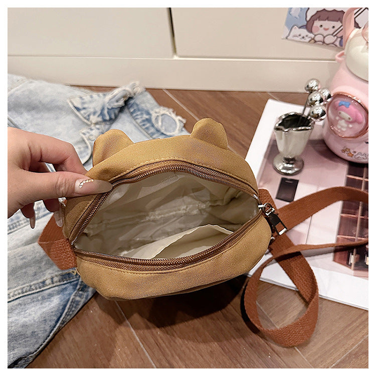 Capybara Round Oxford Cloth Crossbody Bag For Kids, Suitable For All Seasons