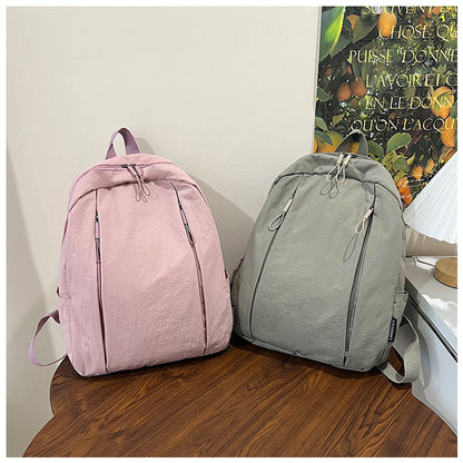 Solid Color Nylon Casual Backpack For Girls, Stylish And Durable