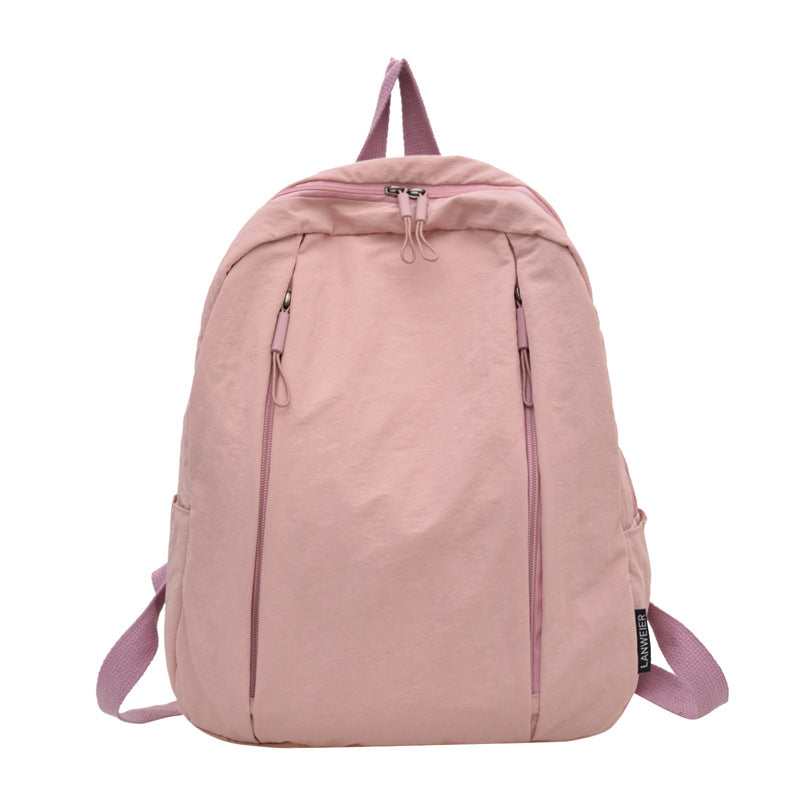 Solid Color Nylon Casual Backpack For Girls, Stylish And Durable