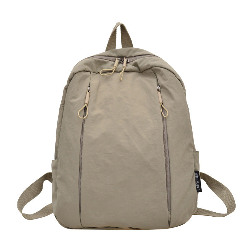 Solid Color Nylon Casual Backpack For Girls, Stylish And Durable