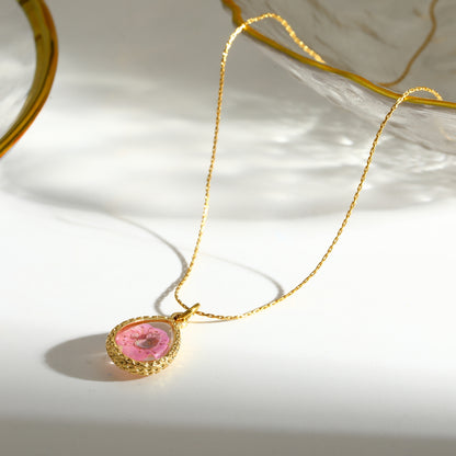 Sweet Water Droplets Pendant Necklace For Women In 201 Stainless Steel With 18K Real Gold Plated Finish And Fine Chain
