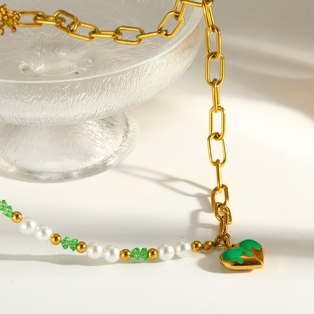 Heart Shape Pendant Necklace For Women With 18K Real Gold Plated 304 Stainless Steel And Beaded Chain, Perfect For Valentine's Day