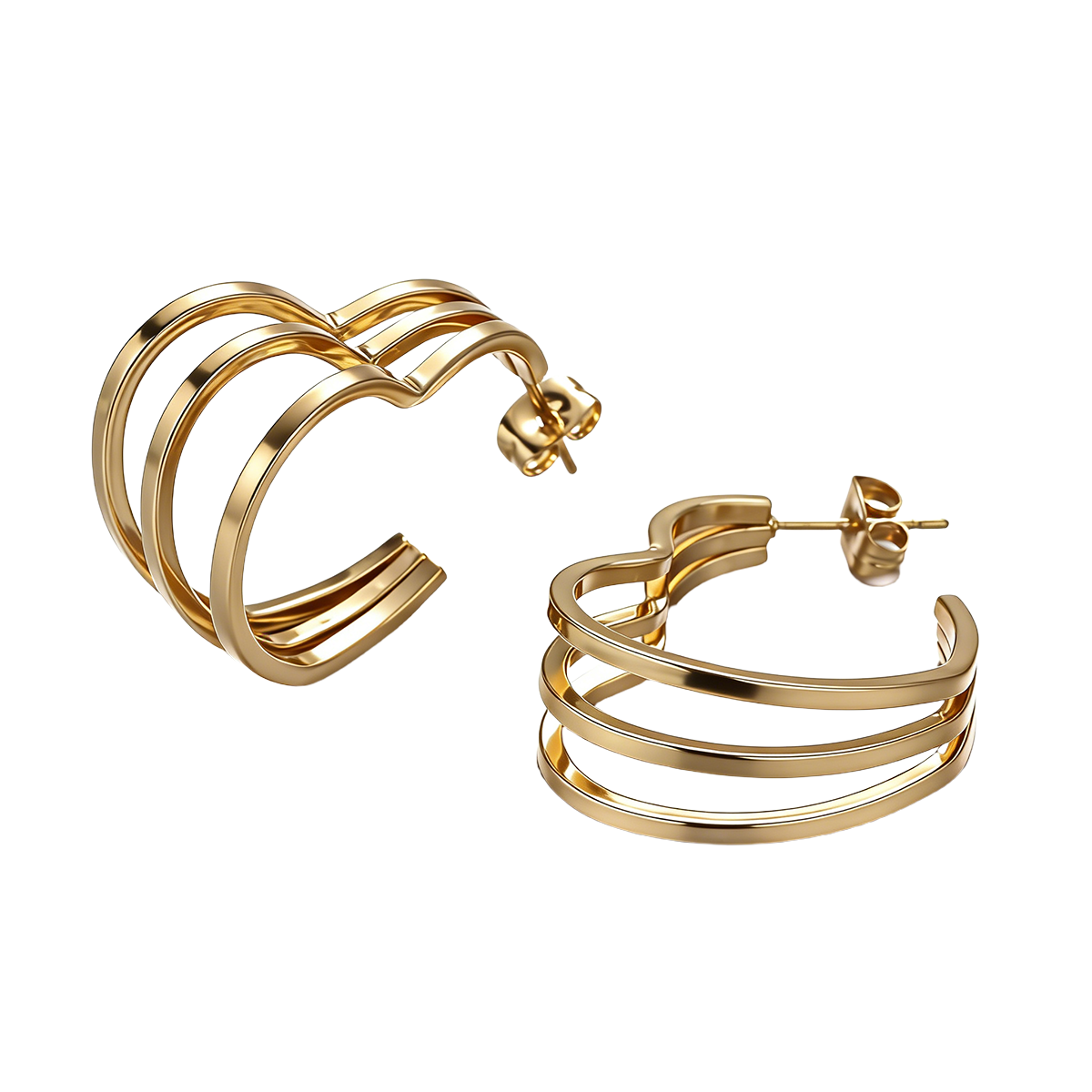 Heart Shape Earrings For Women Featuring Electroplated 304 Stainless Steel With 18K Real Gold PVD Coated Plating