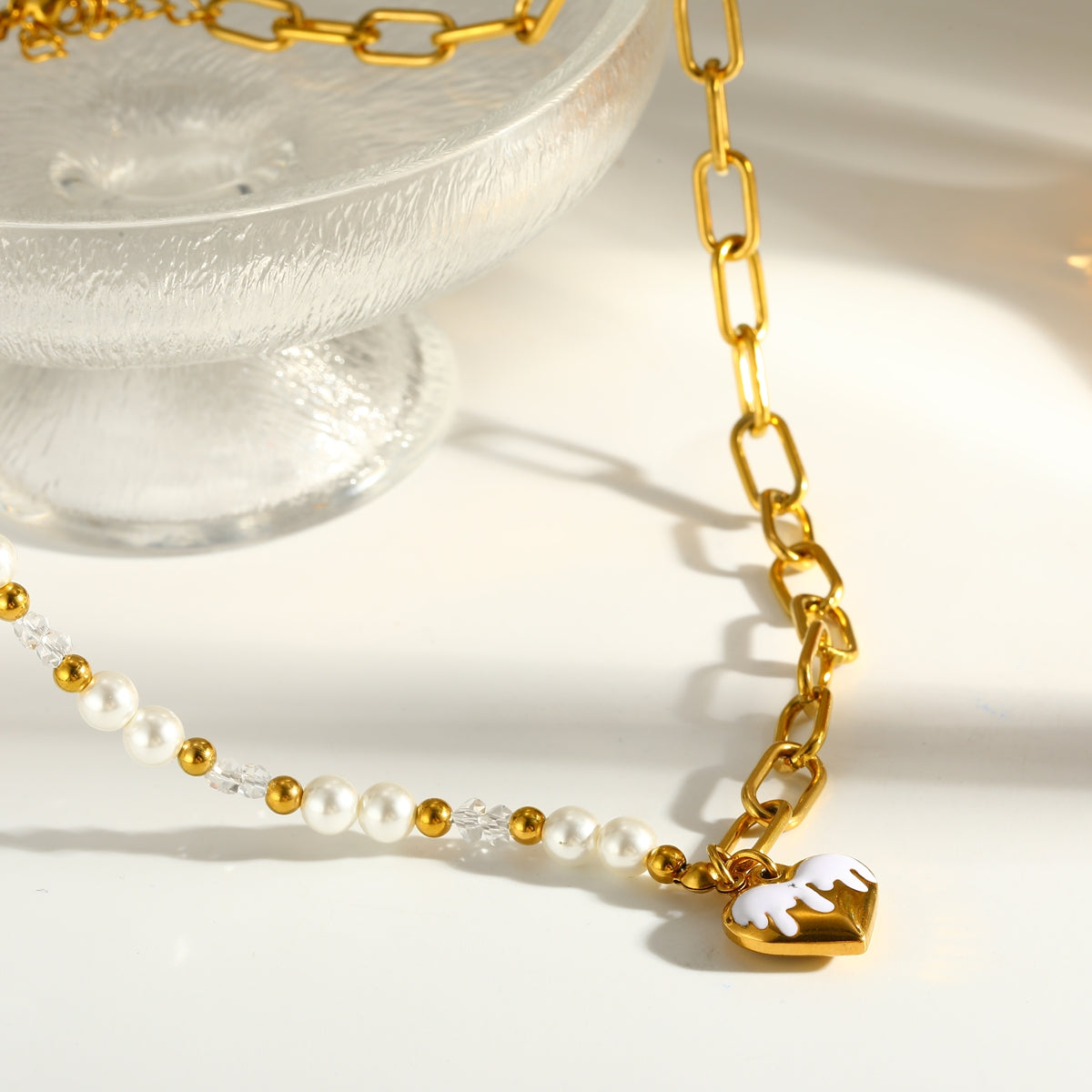 Heart Shape Pendant Necklace For Women With 18K Real Gold Plated 304 Stainless Steel And Beaded Chain, Perfect For Valentine's Day