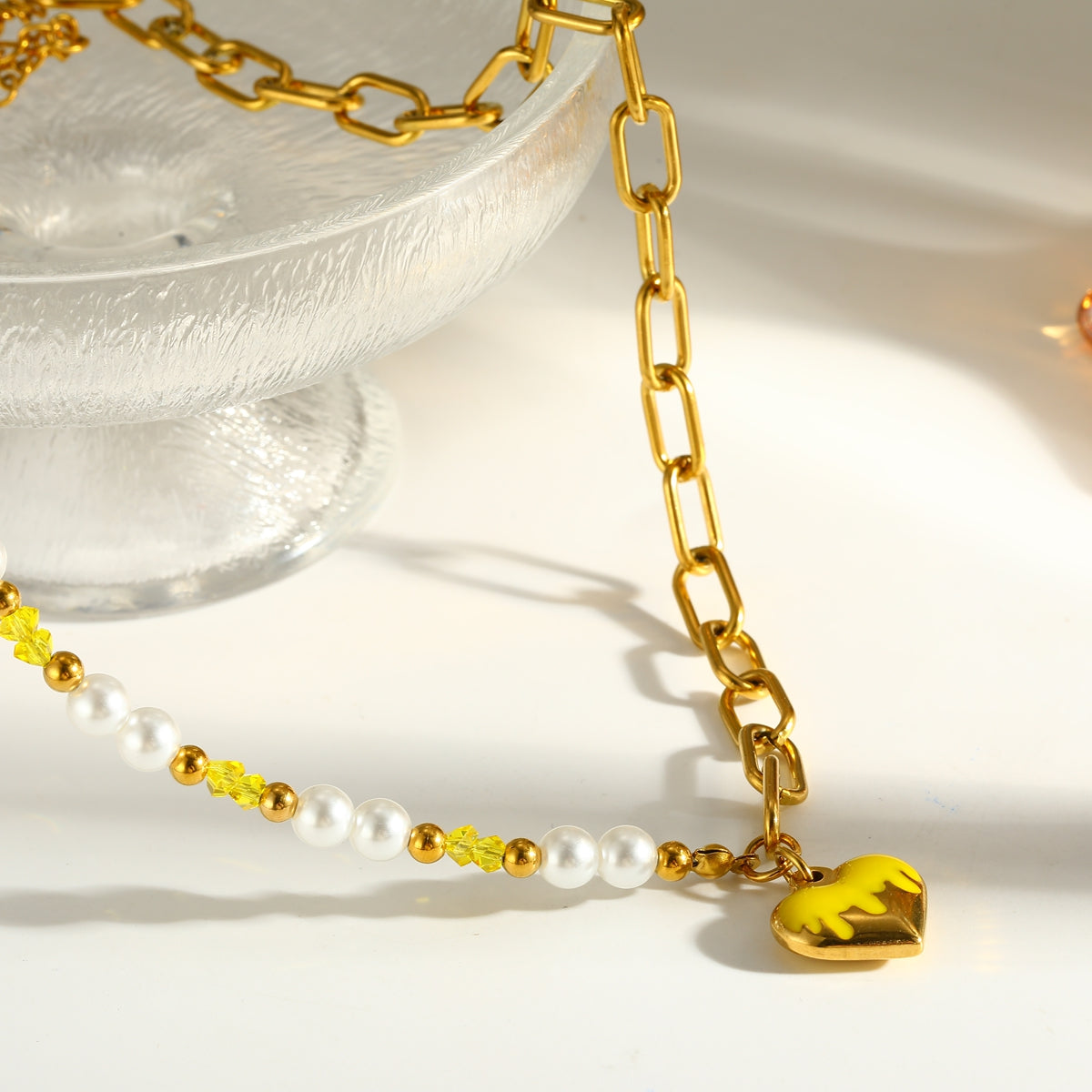 Heart Shape Pendant Necklace For Women With 18K Real Gold Plated 304 Stainless Steel And Beaded Chain, Perfect For Valentine's Day