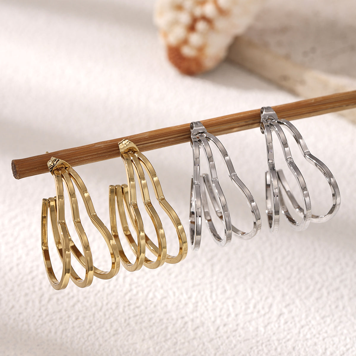 Heart Shape Earrings For Women Featuring Electroplated 304 Stainless Steel With 18K Real Gold PVD Coated Plating