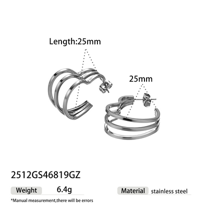 Heart Shape Earrings For Women Featuring Electroplated 304 Stainless Steel With 18K Real Gold PVD Coated Plating