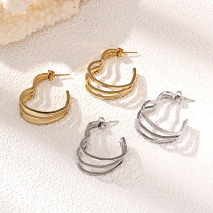 Heart Shape Earrings For Women Featuring Electroplated 304 Stainless Steel With 18K Real Gold PVD Coated Plating