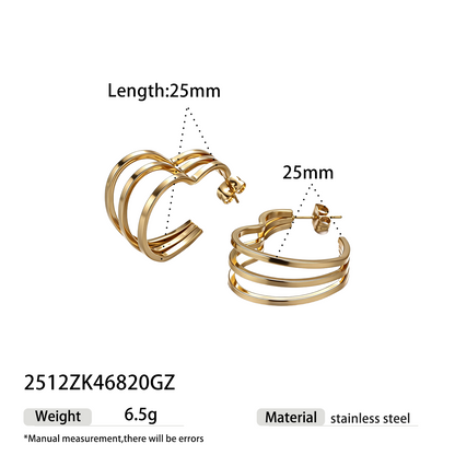 Heart Shape Earrings For Women Featuring Electroplated 304 Stainless Steel With 18K Real Gold PVD Coated Plating
