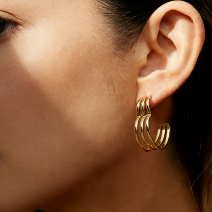 Heart Shape Earrings For Women Featuring Electroplated 304 Stainless Steel With 18K Real Gold PVD Coated Plating