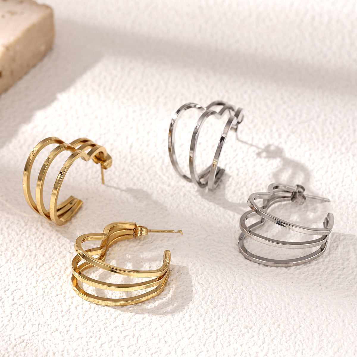 Heart Shape Earrings For Women Featuring Electroplated 304 Stainless Steel With 18K Real Gold PVD Coated Plating