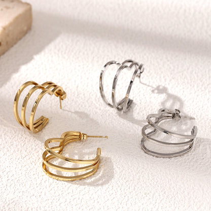 Heart Shape Earrings For Women Featuring Electroplated 304 Stainless Steel With 18K Real Gold PVD Coated Plating