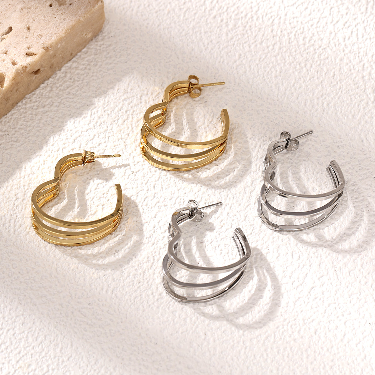 Heart Shape Earrings For Women Featuring Electroplated 304 Stainless Steel With 18K Real Gold PVD Coated Plating