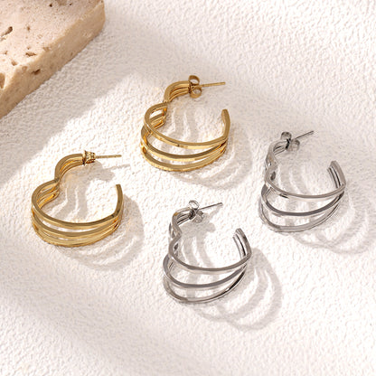 Heart Shape Earrings For Women Featuring Electroplated 304 Stainless Steel With 18K Real Gold PVD Coated Plating