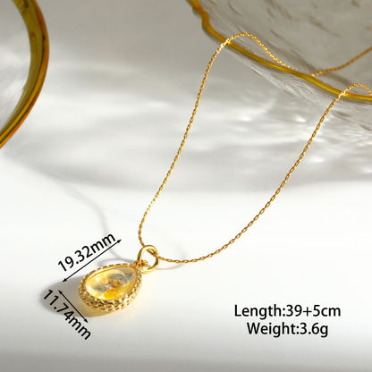 Sweet Water Droplets Pendant Necklace For Women In 201 Stainless Steel With 18K Real Gold Plated Finish And Fine Chain