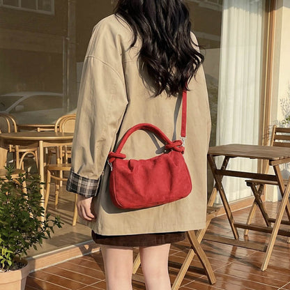 Square Flannel Shoulder Bag With Folds Design For Women