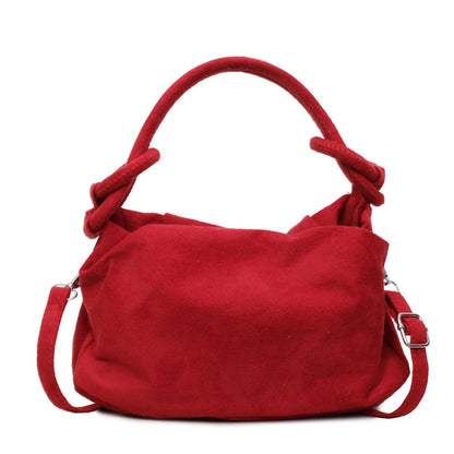 Square Flannel Shoulder Bag With Folds Design For Women