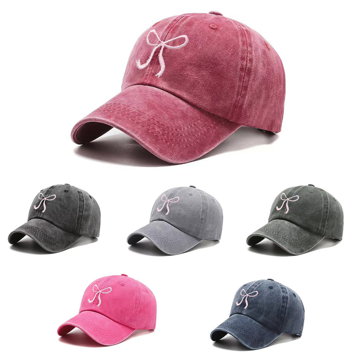 Modern Style Baseball Cap With Curved Brim Featuring Bow Tie Design In Grey, Made Of Polyester With Printing Craft