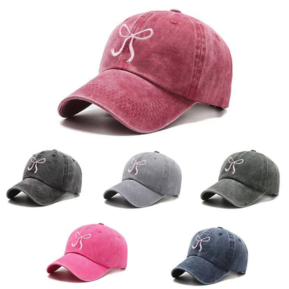 Modern Style Baseball Cap With Curved Brim Featuring Bow Tie Design In Grey, Made Of Polyester With Printing Craft