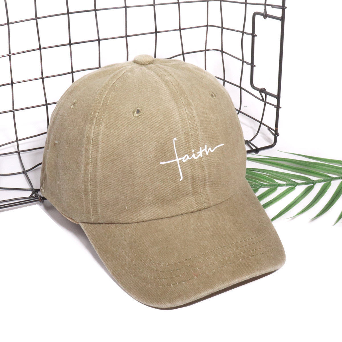 Wide Brim Baseball Cap With Printing Craft In Polyester Material, Available In Khaki For Spring & Summer