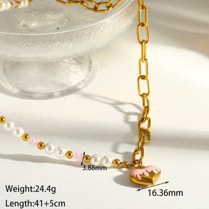 Heart Shape Pendant Necklace For Women With 18K Real Gold Plated 304 Stainless Steel And Beaded Chain, Perfect For Valentine's Day
