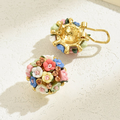 Asymmetrical Flowers Earrings For Women Made Of 201 Stainless Steel With PVC Inlay