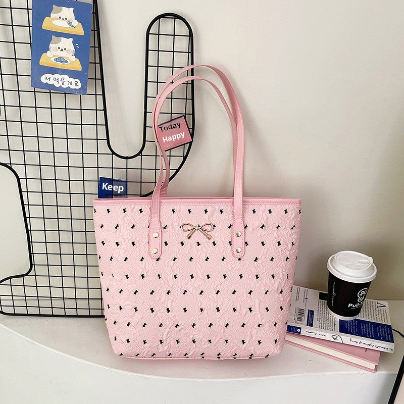 Polyester Bucket Shoulder Bag With Printing Pattern, Stylish And Durable Tote For Women
