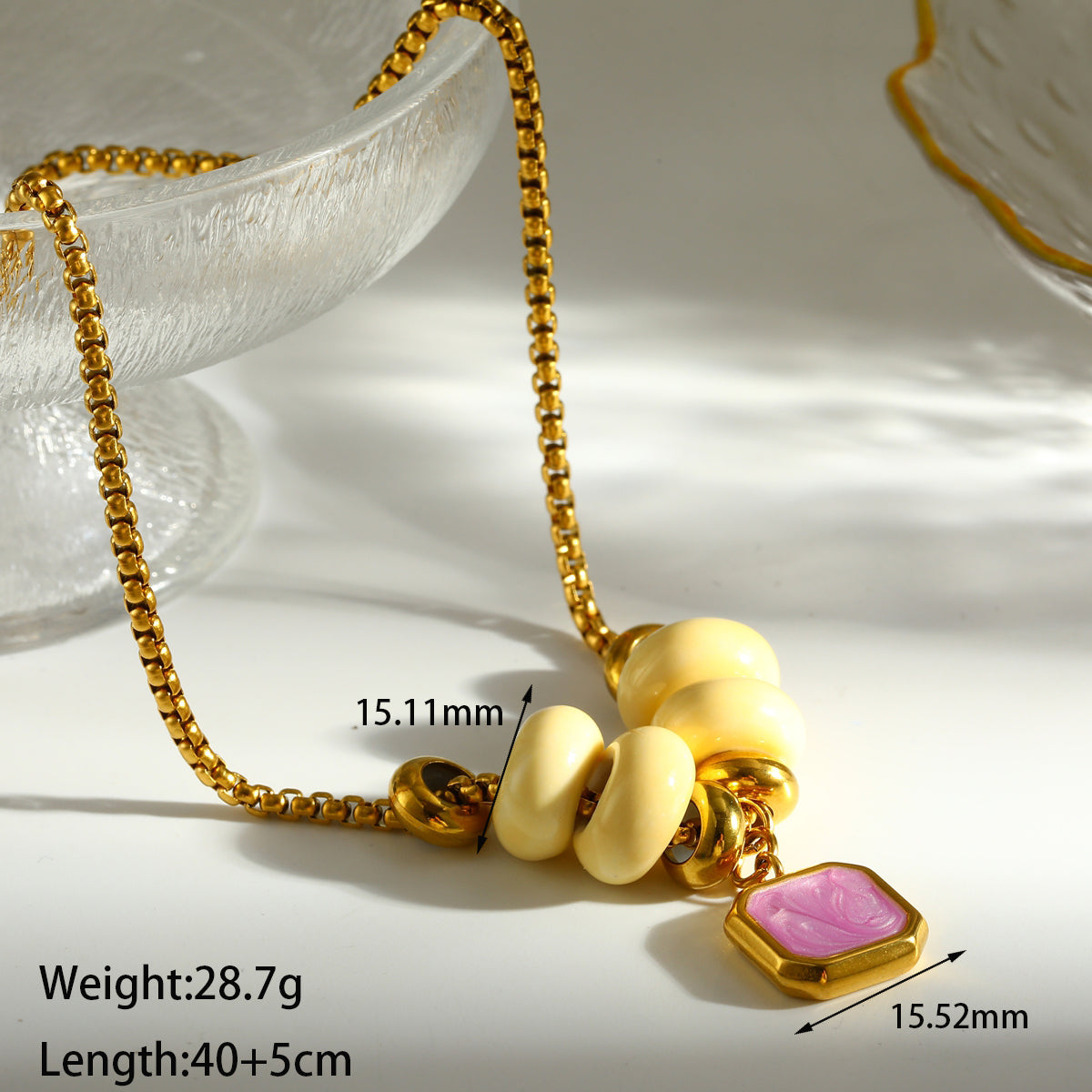 Electroplated Circle Pendant Necklace For Women In 201 Stainless Steel With 18K Real Gold Plated Box Chain