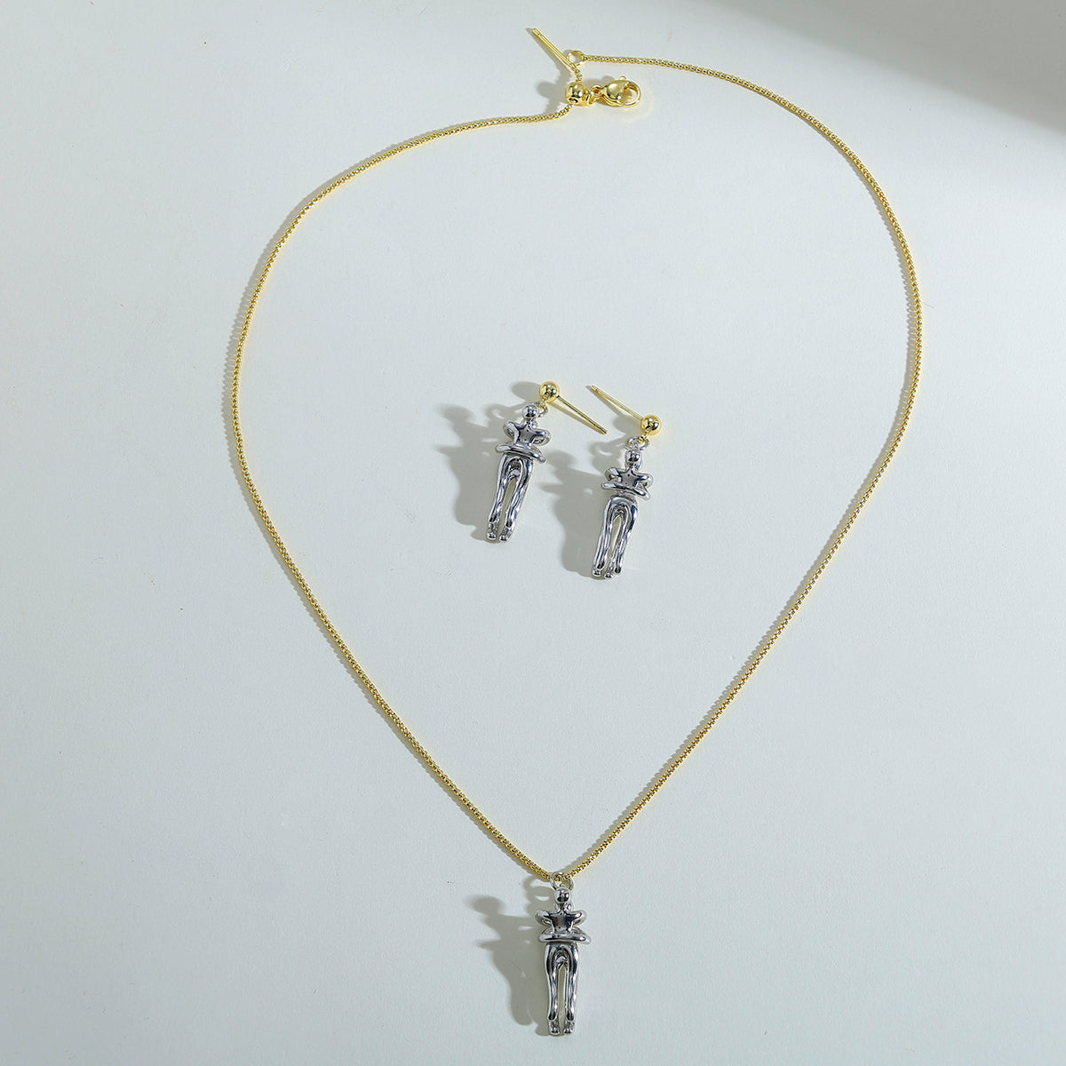Polished Copper Jewelry Set For Women With 18K Real Gold Plated Finish Featuring A Box Chain