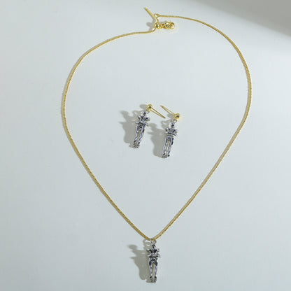 Polished Copper Jewelry Set For Women With 18K Real Gold Plated Finish Featuring A Box Chain