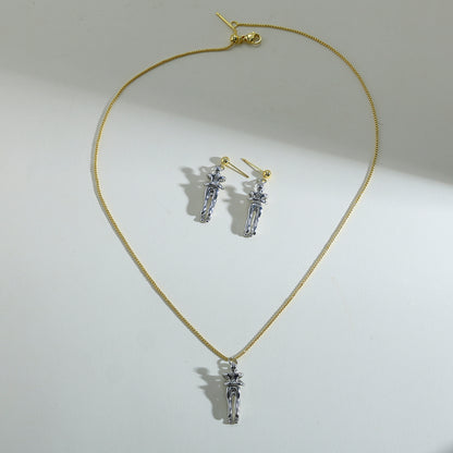 Polished Copper Jewelry Set For Women With 18K Real Gold Plated Finish Featuring A Box Chain