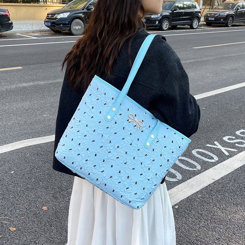 Polyester Bucket Shoulder Bag With Printing Pattern, Stylish And Durable Tote For Women