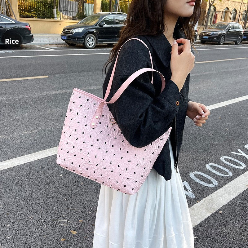 Polyester Bucket Shoulder Bag With Printing Pattern, Stylish And Durable Tote For Women