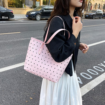 Polyester Bucket Shoulder Bag With Printing Pattern, Stylish And Durable Tote For Women