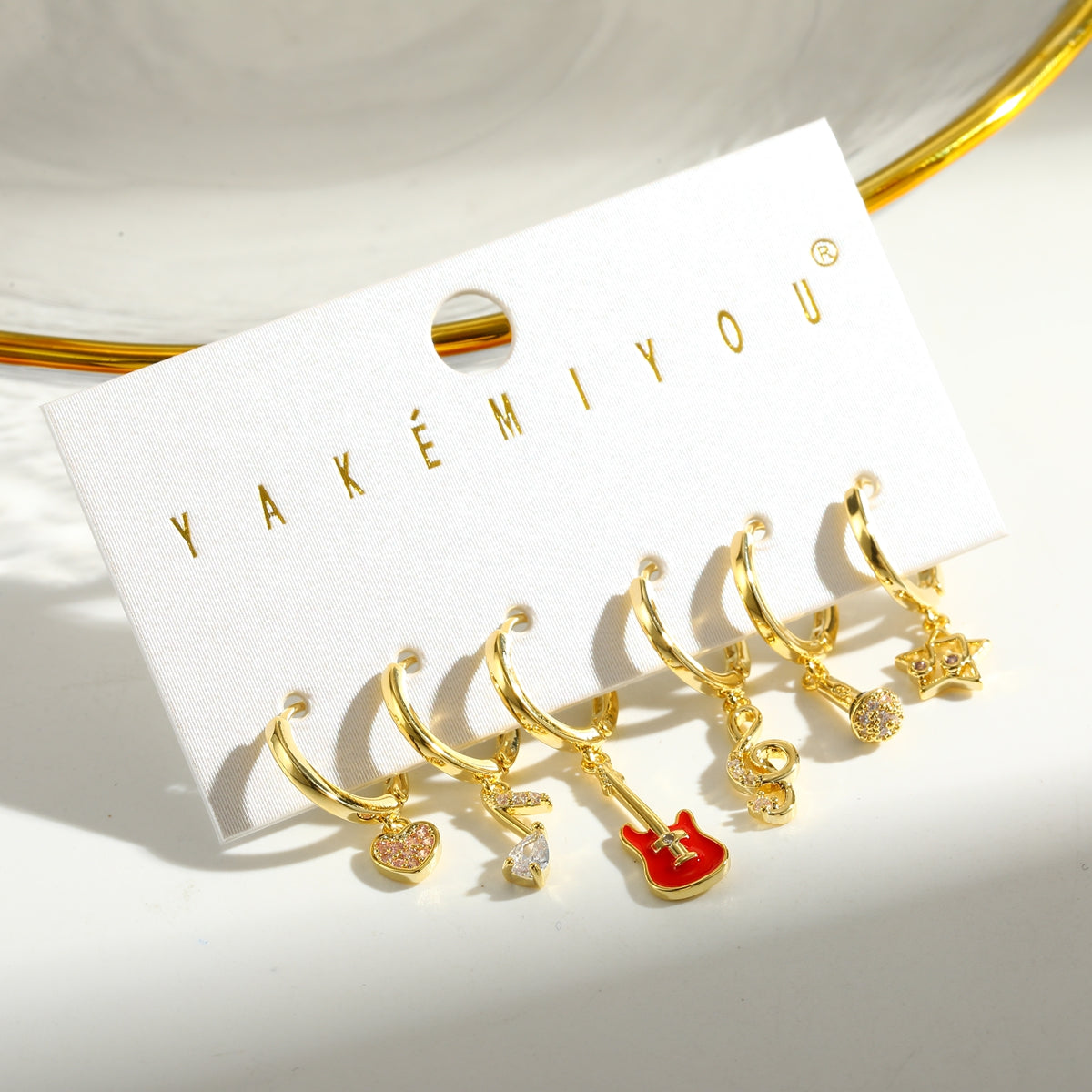 Pentagram Stud Earrings For Women In Copper With 14K Real Gold Plated Finish And Zircon Inlay, Perfect For Valentine's Day