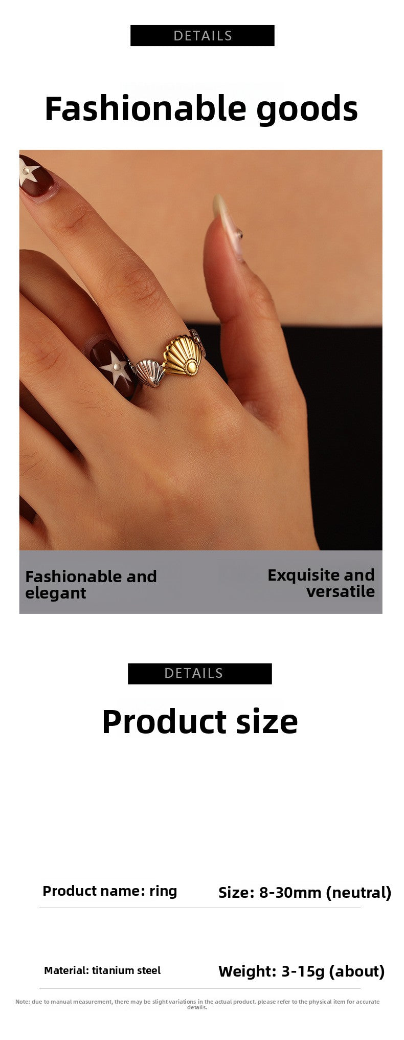 Ocean-Inspired Asymmetrical Ring For Unique Style, Available In Multicolor, 1 Piece