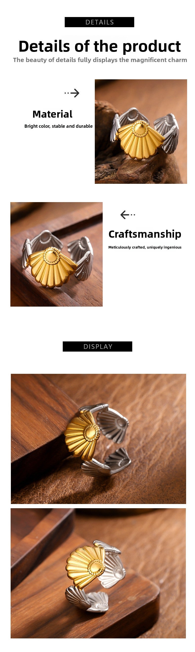 Ocean-Inspired Asymmetrical Ring For Unique Style, Available In Multicolor, 1 Piece
