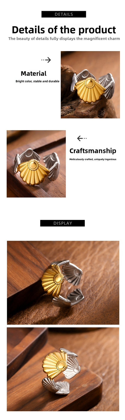 Ocean-Inspired Asymmetrical Ring For Unique Style, Available In Multicolor, 1 Piece