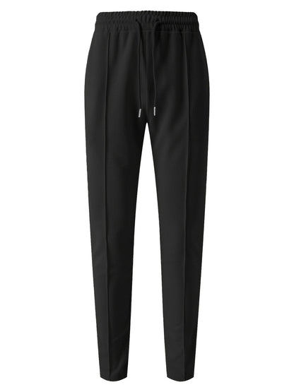 Solid Color Khaki Full Length Skinny Pants For Men In Micro-Elastic Polyester Fabric