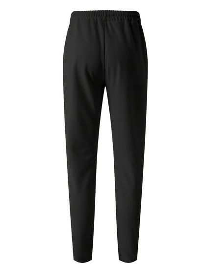 Solid Color Khaki Full Length Skinny Pants For Men In Micro-Elastic Polyester Fabric