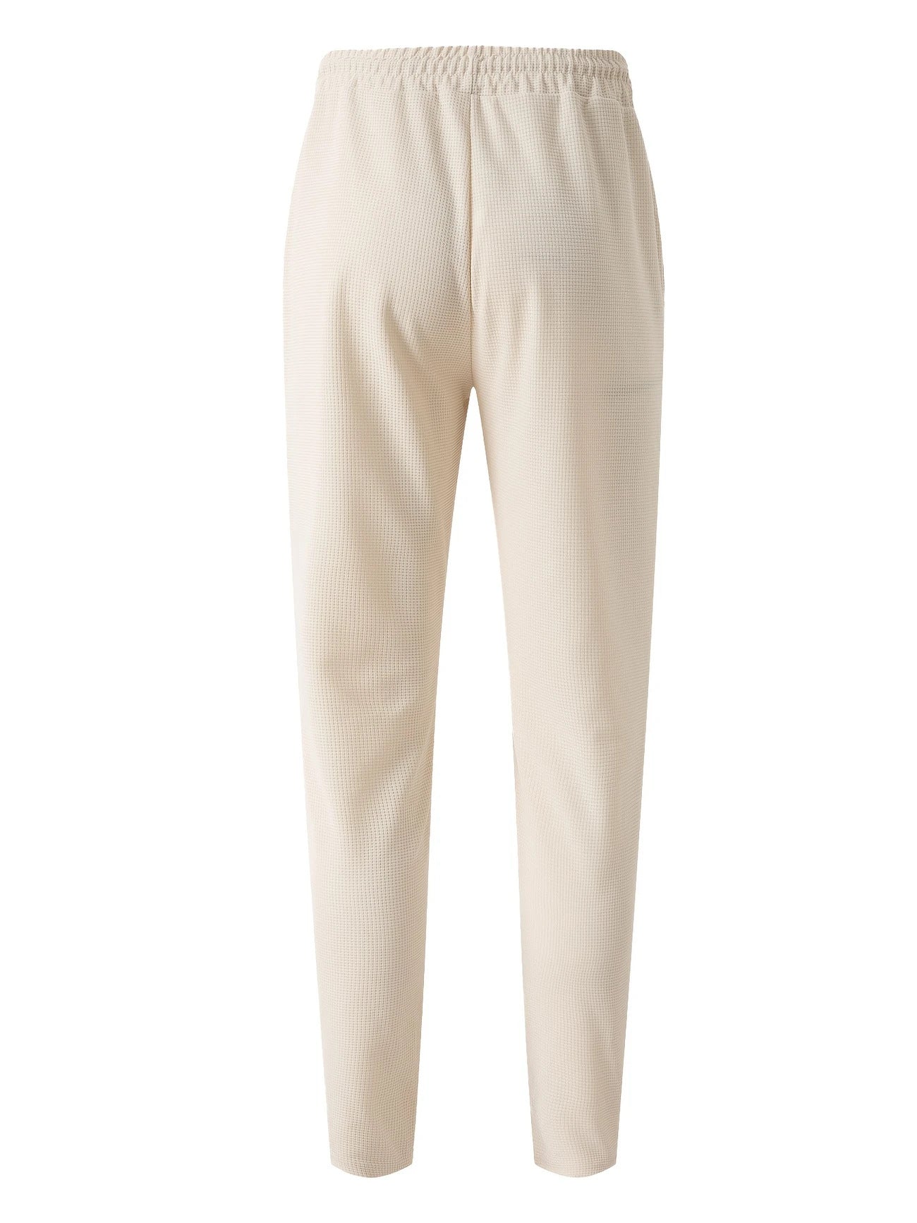 Solid Color Khaki Full Length Skinny Pants For Men In Micro-Elastic Polyester Fabric
