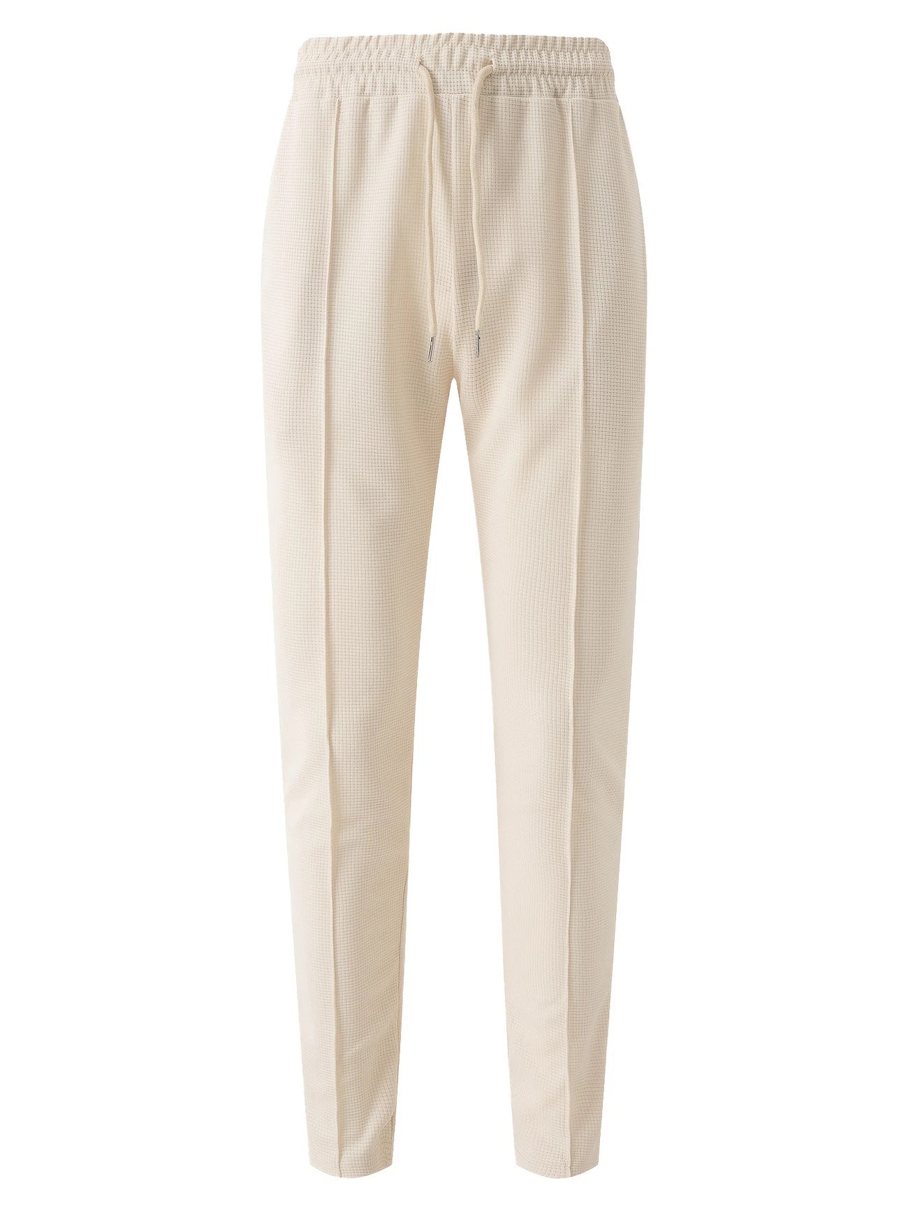 Solid Color Khaki Full Length Skinny Pants For Men In Micro-Elastic Polyester Fabric