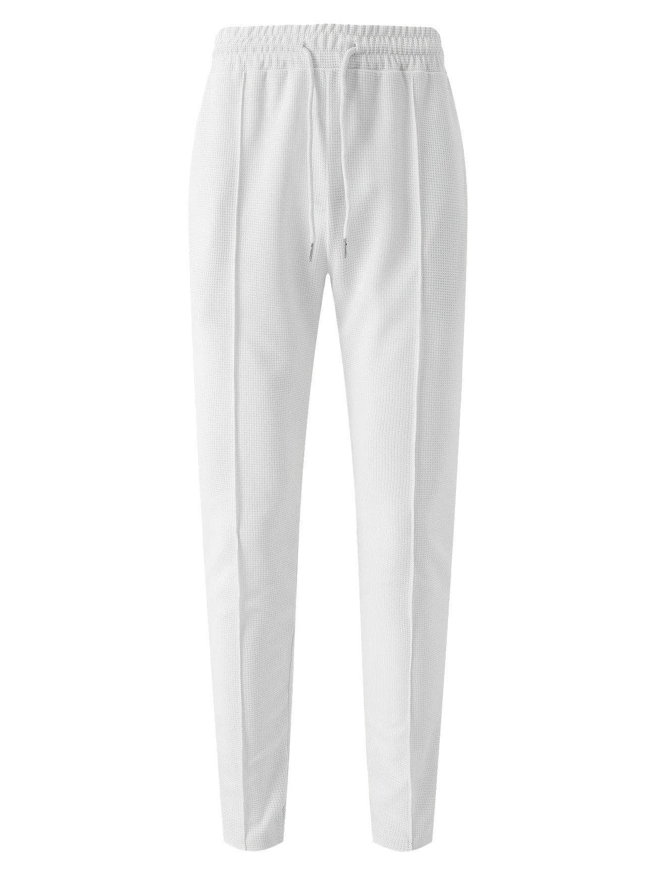 Solid Color Khaki Full Length Skinny Pants For Men In Micro-Elastic Polyester Fabric