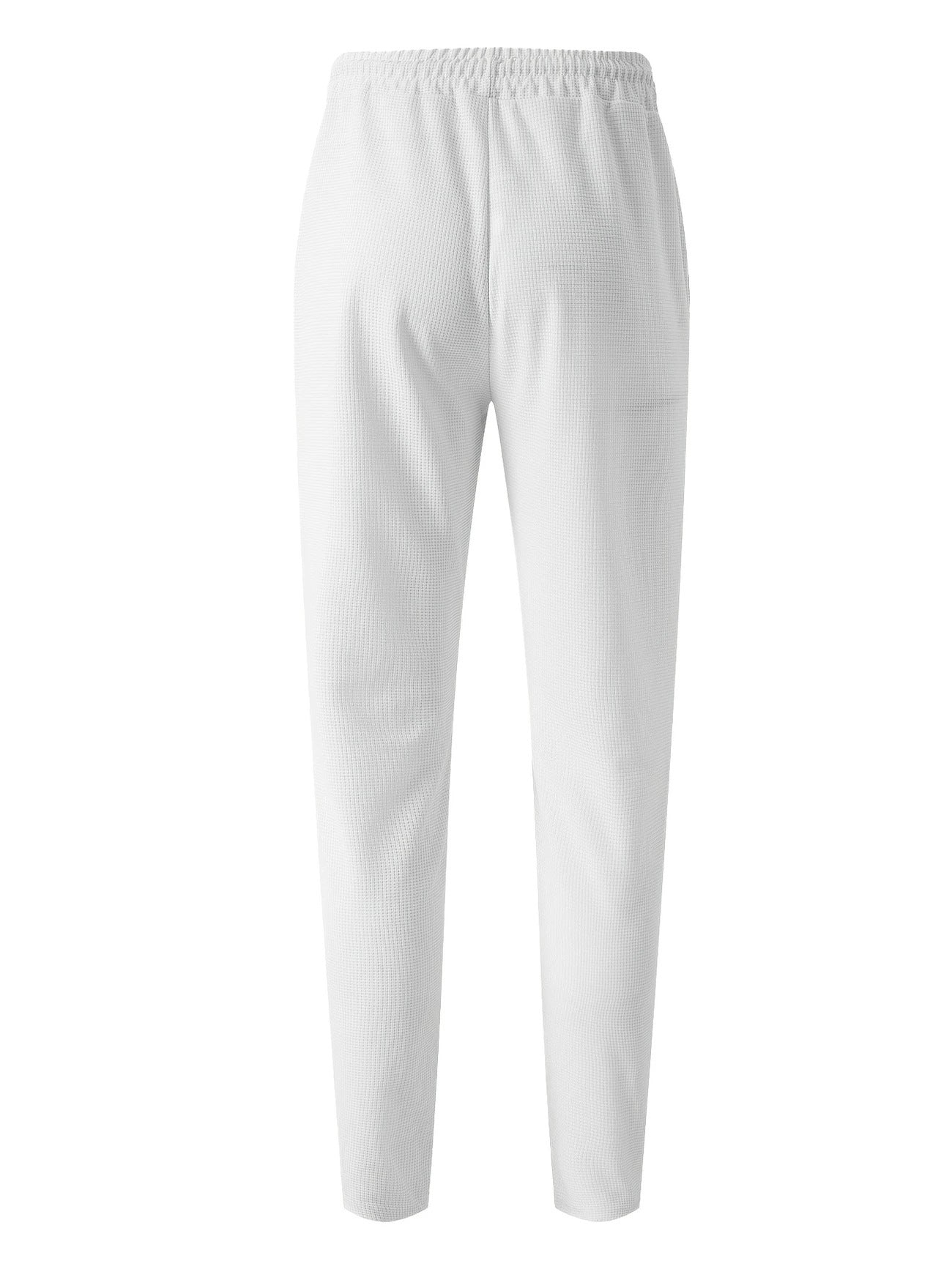 Solid Color Khaki Full Length Skinny Pants For Men In Micro-Elastic Polyester Fabric