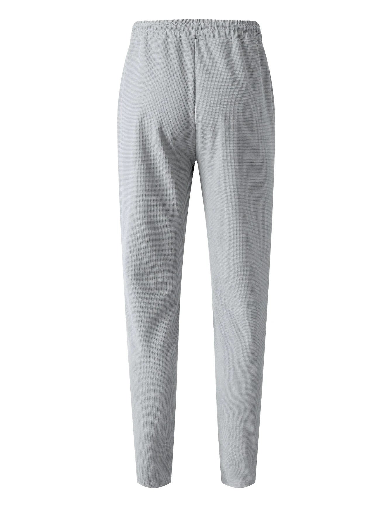 Solid Color Khaki Full Length Skinny Pants For Men In Micro-Elastic Polyester Fabric